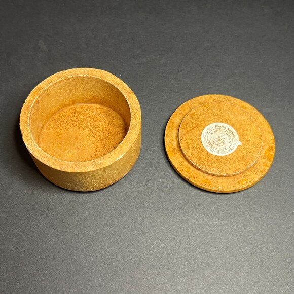 Vintage Round Natural Stone Castillo De Las Siete Munecas Mexican Trinket Box - Picture 5 of 7